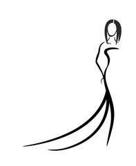 beauty on catwalk in an evening dress