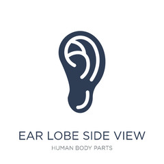 Ear lobe side view icon. Trendy flat vector Ear lobe side view icon on white background from Human Body Parts collection