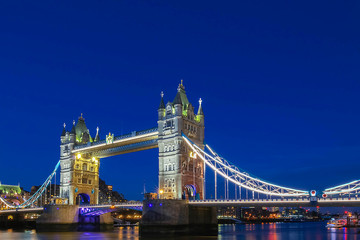 Fototapeta na wymiar The Tower Bridge in London in the evening, England, United Kingdom.