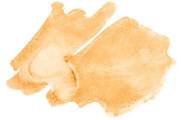 yellow-orange watercolor stain, bright on a white background isolated