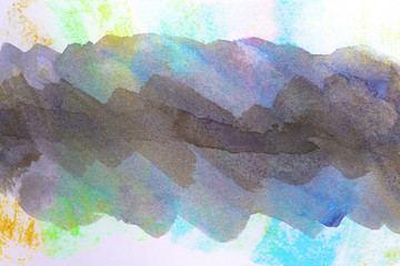 black colored stripe, multi-layer watercolor multicolored