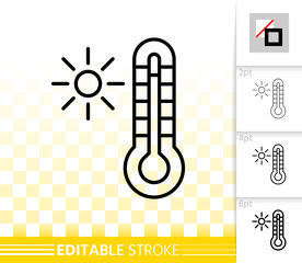 Thermometer simple black line vector icon