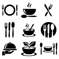 kitchen plates set icons