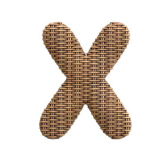 Wicker letter X - Upper-case 3d rattan font - Decoration, design or craftsmanship concept