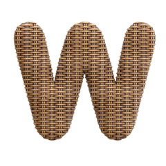 Wicker letter W - Capital 3d rattan font - Decoration, design or craftsmanship concept