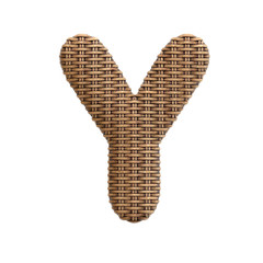 Wicker letter Y - Upper-case 3d rattan font - Decoration, design or craftsmanship concept