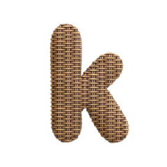 Wicker letter K - Lower-case 3d rattan font - Decoration, design or craftsmanship concept