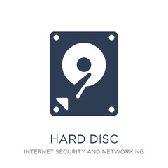 Hard disc icon. Trendy flat vector Hard disc icon on white background from Internet Security and Networking collection