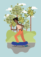 Obraz na płótnie Canvas young woman in skateboard on the park