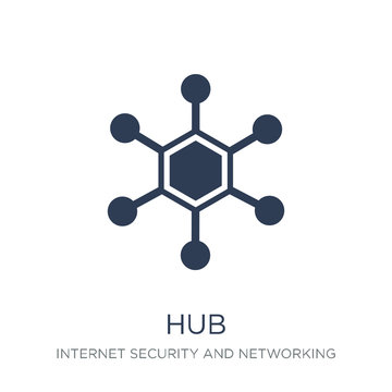 Hub icon. Trendy flat vector Hub icon on white background from Internet Security and Networking collection