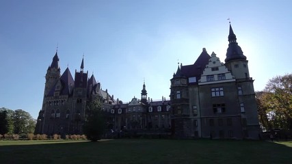 Castle in Moszna on sunny autumn day, Poland