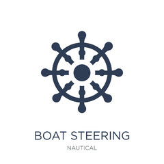Boat Steering Wheel icon. Trendy flat vector Boat Steering Wheel icon on white background from Nautical collection © t-vector-icons