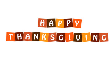  happy thanksgiving poster, vector letters in squares with traditional colors