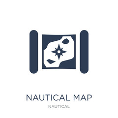 nautical Map icon. Trendy flat vector nautical Map icon on white background from Nautical collection