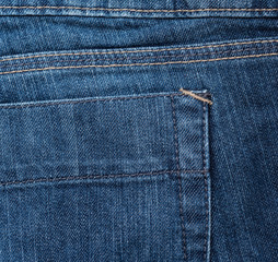 fragment of the back of blue textile jeans