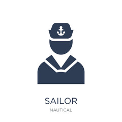 Sailor icon. Trendy flat vector Sailor icon on white background from Nautical collection