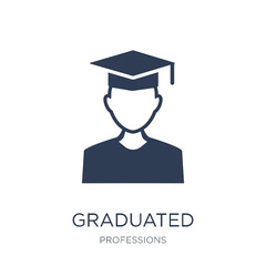 Graduated icon. Trendy flat vector Graduated icon on white background from Professions collection