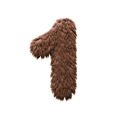 Monster number 1 -  3d halloween digit - Horror, yeti or sasquatch concept