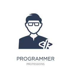 Programmer icon. Trendy flat vector Programmer icon on white background from Professions collection