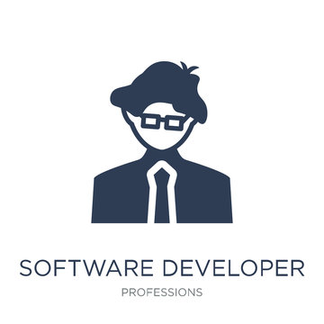 Software Developer icon. Trendy flat vector Software Developer icon on white background from Professions collection