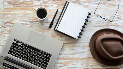 view from the top of working place on the table stock footage