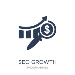 seo growth icon. Trendy flat vector seo growth icon on white background from Programming collection