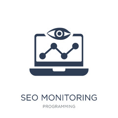 seo Monitoring icon. Trendy flat vector seo Monitoring icon on white background from Programming collection