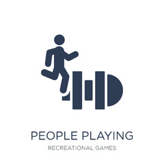 People playing Hopscotch icon icon. Trendy flat vector People playing Hopscotch icon on white background from Recreational games collection