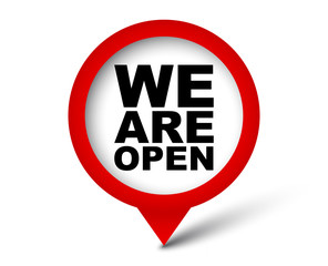 red vector banner we are open