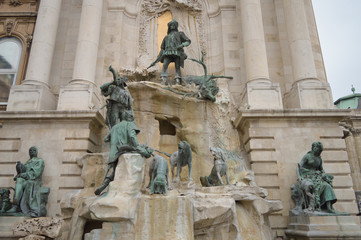 Fountain of King Matthias in Buda Castle in Budapest on December 30, 2017.