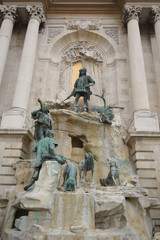 Fountain of King Matthias in Buda Castle in Budapest on December 30, 2017.