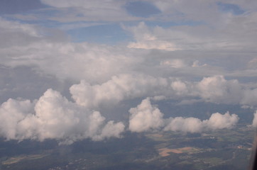 Blue sky and white fluffy clouds sky