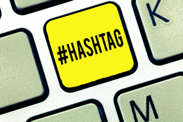 Handwriting text writing Hashtag. Concept meaning Internet tag for social media Communication...