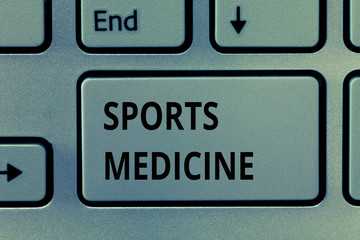Fototapeta premium Text sign showing Sports Medicine. Conceptual photo Treatment and prevention of injuries related to sports.