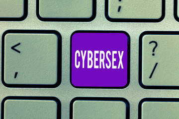 Conceptual hand writing showing Cybersex. Business photo text sexual arousal using computer technology by wearing vr equipment.