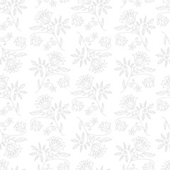 Fototapeta premium Floral seamless pattern with branches and leaves. Vector illustration.