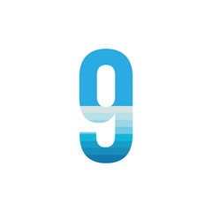 Number NINE with sea wave logo design