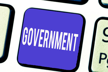 Word writing text Government. Business concept for Group of showing with authority to govern...