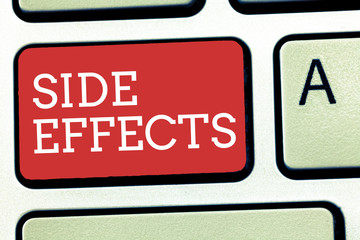 Text sign showing Side Effects. Conceptual photo An unintended negative reaction to a medicine and treatment.