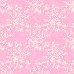 Fototapeta na wymiar Floral damask seamless pattern with branches and flowers. Vector illustration.