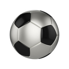 Soccer ball isolated on white background. Black and silver football ball.