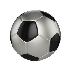Fototapeta premium Soccer ball isolated on white background. Black and silver football ball.