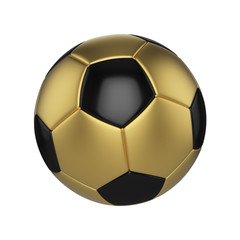 Soccer ball isolated on white background. Black and gold football ball.