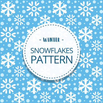 vector doodle winter snow flakes illustration seamless pattern background template