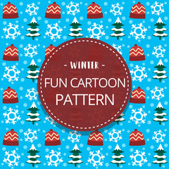 vector hand drawn flat winter stuff pine tree illustration seamless pattern background template