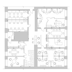 Standard office furniture symbols on floor plans