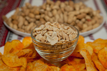 Delicious wedding reception table with snacks
