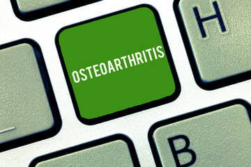 Conceptual hand writing showing Osteoarthritis. Business photo showcasing Degeneration of joint...