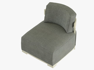 Gray armchair soft fabric 3d rendering