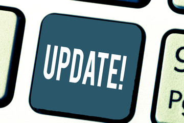 Handwriting text Update. Concept meaning Up to date Make something more modern or updated newer...